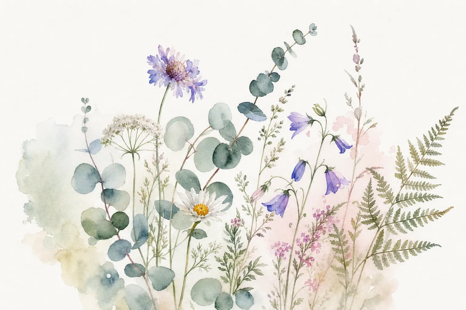 Watercolor wildflower botanical illustration