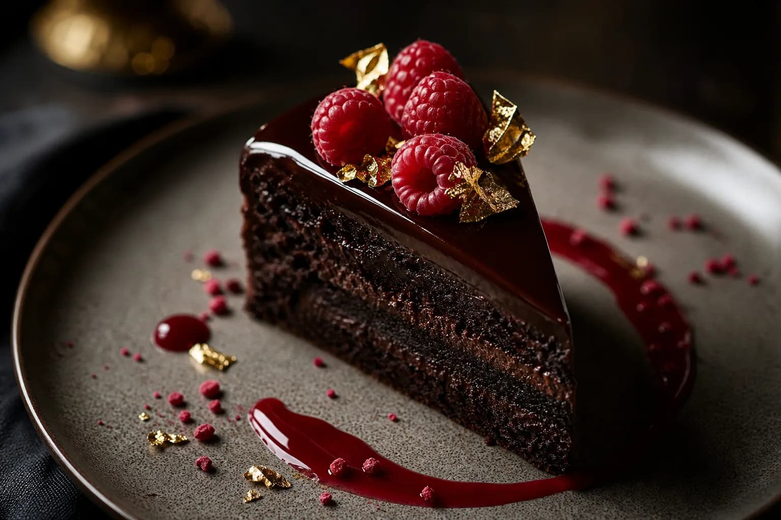 Gourmet chocolate cake photography